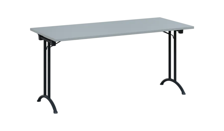 SLA 160 lak skládací jednací stůl 1600x700, deska 25 mm, podnož černý lak, deska šedá